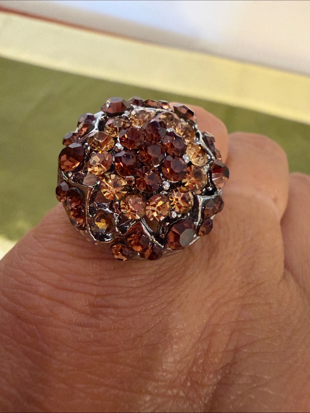 Crystal Cluster Cocktail Ring - Brown Crystal